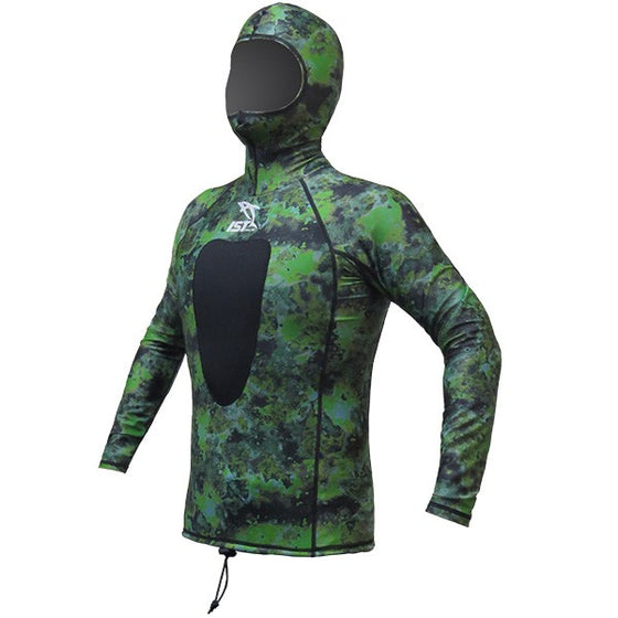 OBD 1ST Hooded Spearo Rashie - Green Camo