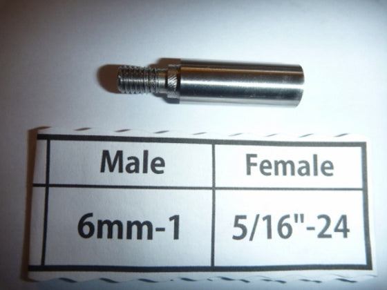 Threaded Adapter 6mm Male to 5/16" Female