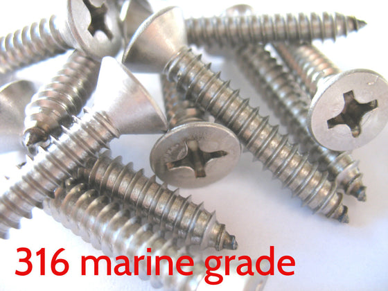 OBD Stainless 316 CSK Phillips Screws (Pair)